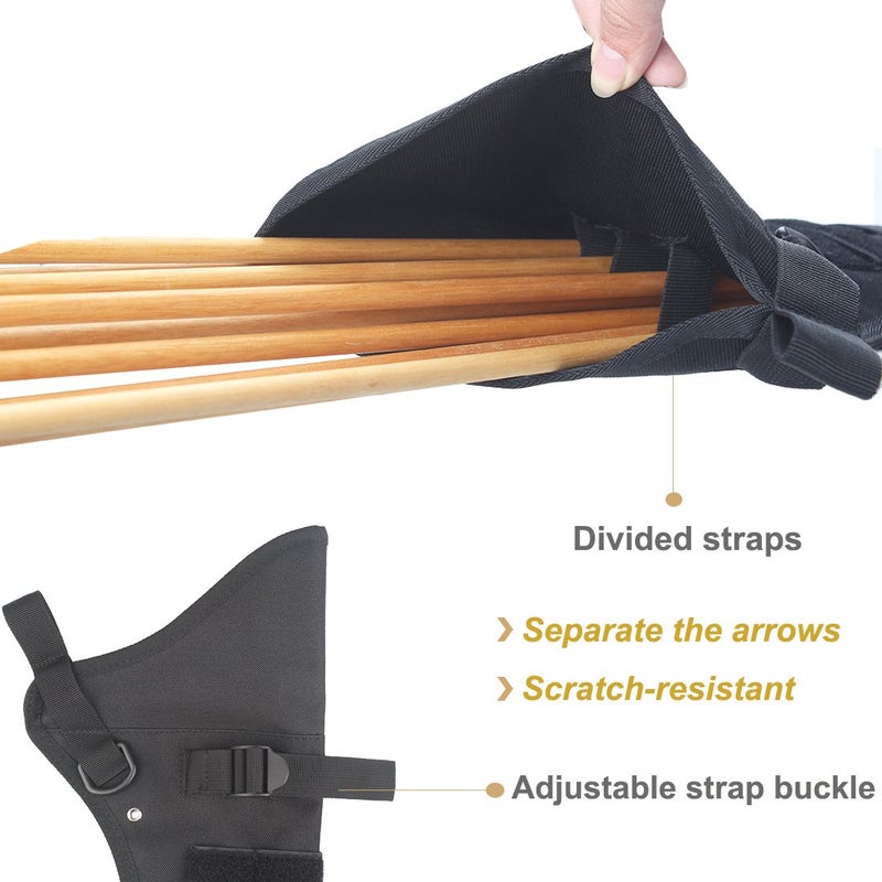 KRATARC Archery Lightweight Hip Arrow Quiver Foldable Compact Arrows Bag with Molle System Hanged for Target Shooting (Black- (with Belt)) - Image 4